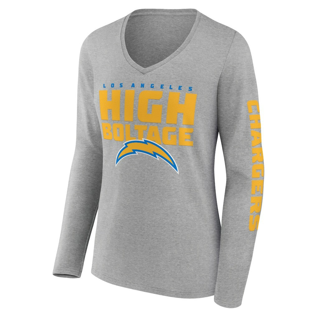 Los Angeles Chargers Hometown Sweep Long Sleeve V-Neck T-Shirt Heather Gray - Fanatics