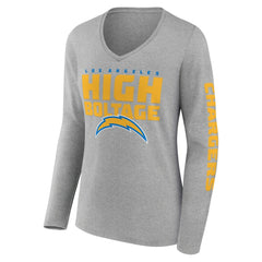 Los Angeles Chargers Hometown Sweep Long Sleeve V-Neck T-Shirt Heather Gray - Fanatics