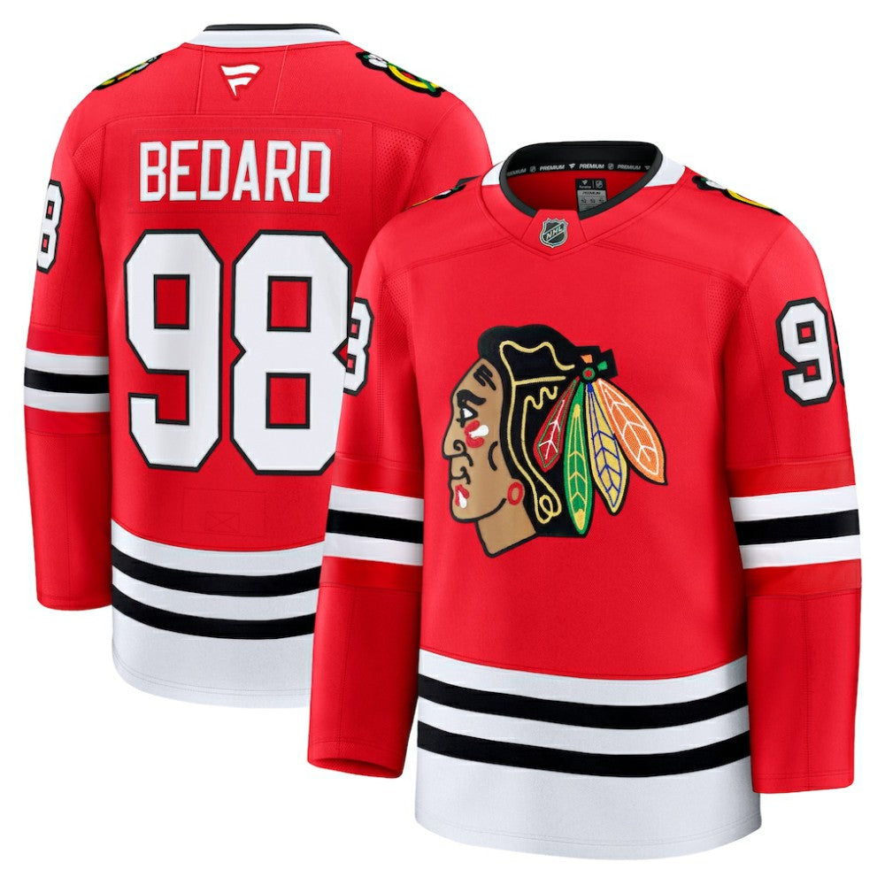Connor Bedard Chicago Blackhawks Fanatics Home Premium Jersey - Red | NHL Jerseys