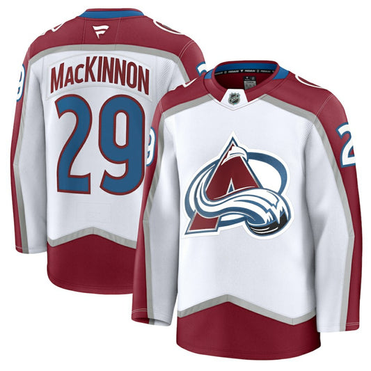 Nathan MacKinnon Colorado Avalanche Fanatics Away Premium Jersey - White | NHL Jerseys