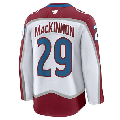 Nathan MacKinnon Colorado Avalanche Fanatics Away Premium Jersey - White | NHL Jerseys