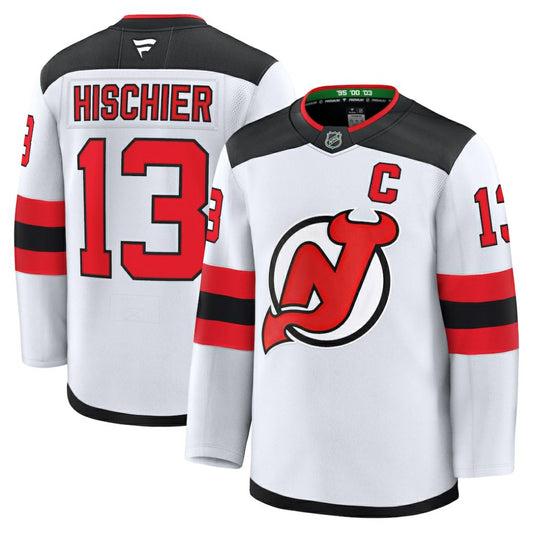 Nico Hischier New Jersey Devils Fanatics Away Premium Jersey - White | NHL Jerseys