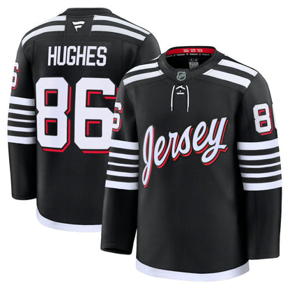Jack Hughes New Jersey Devils Fanatics Alternate Premium Jersey - Black | NHL Jerseys