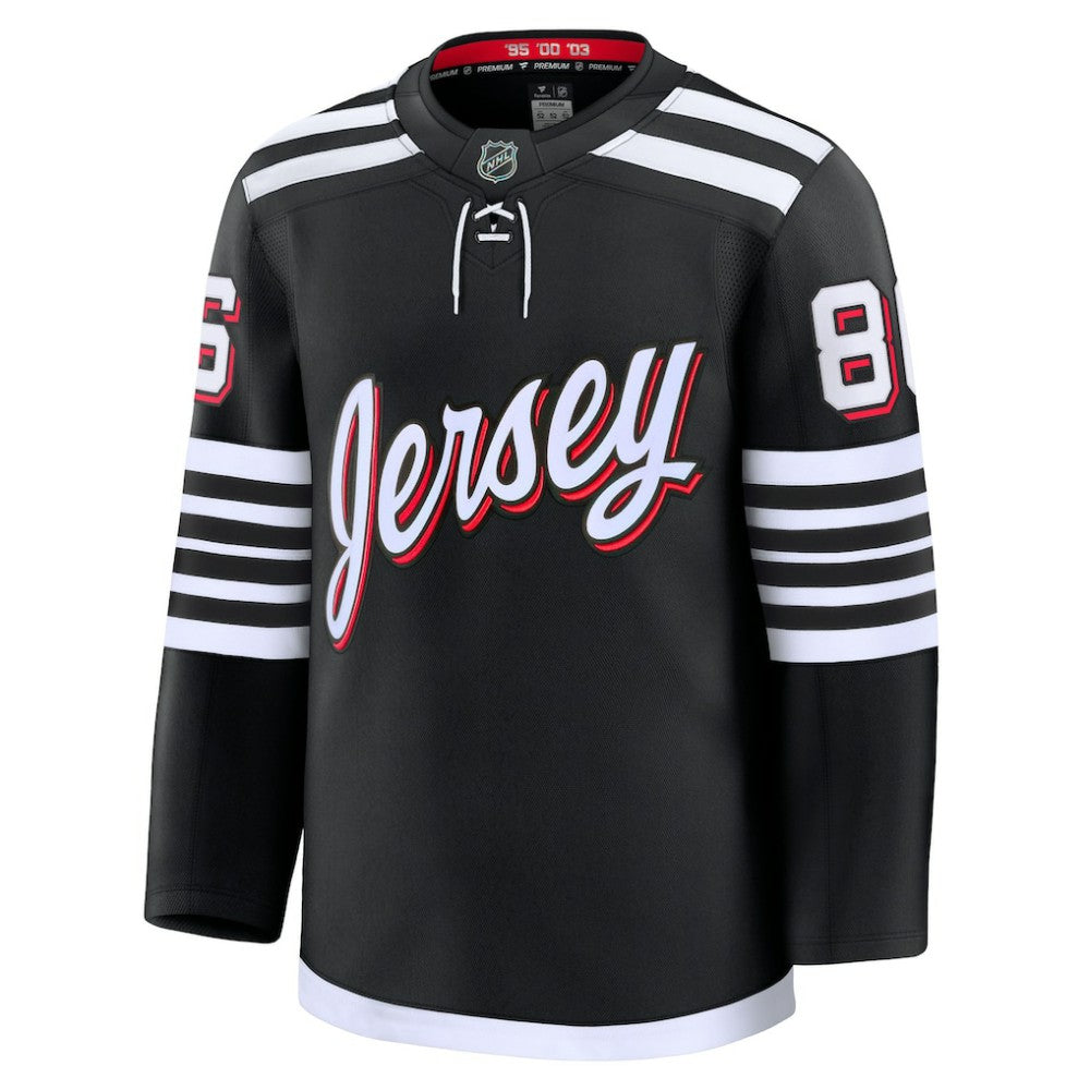Jack Hughes New Jersey Devils Fanatics Alternate Premium Jersey - Black | NHL Jerseys