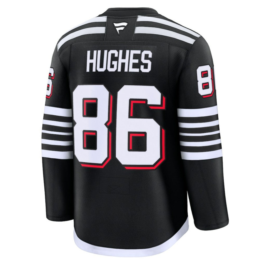 Jack Hughes New Jersey Devils Fanatics Alternate Premium Jersey - Black | NHL Jerseys