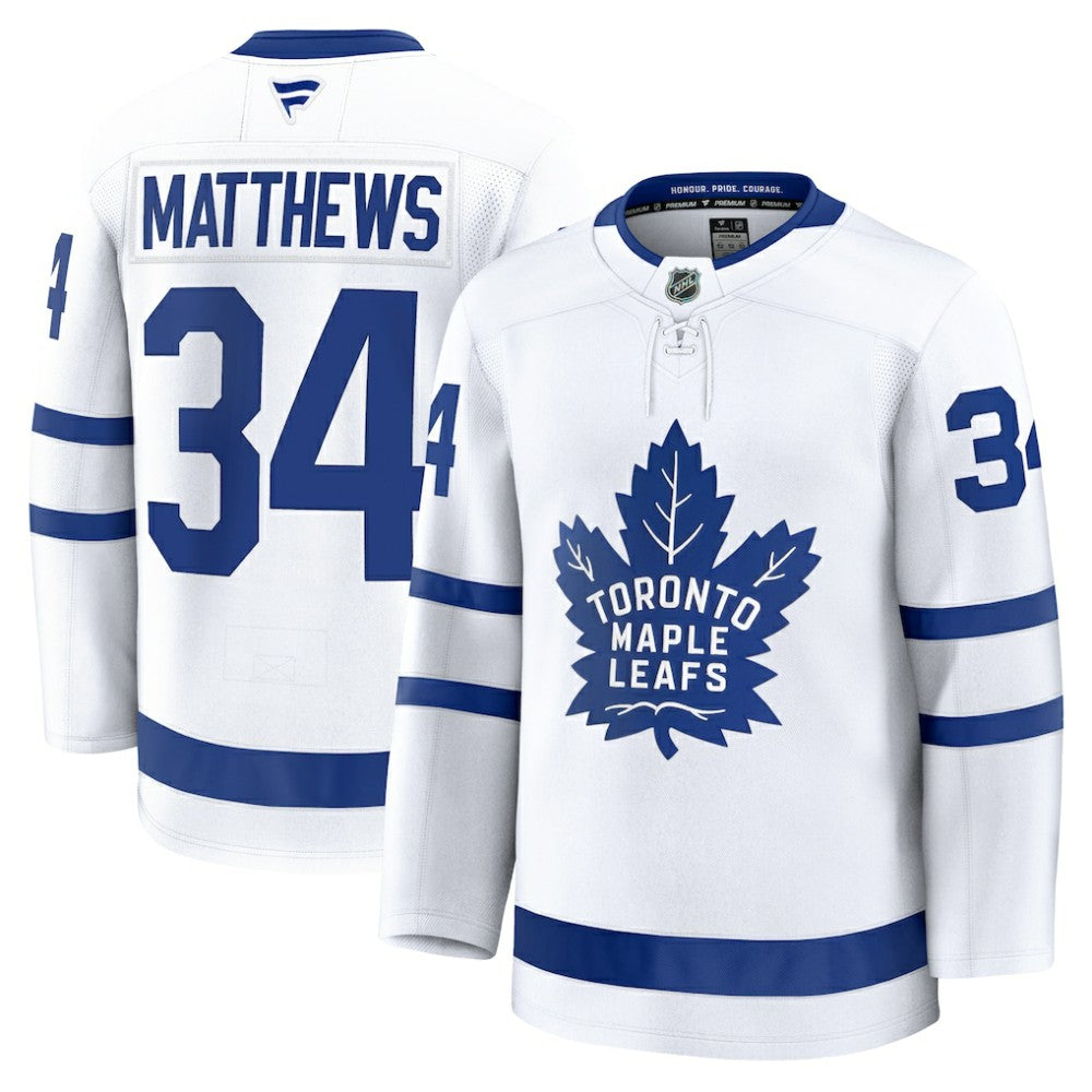 Auston Matthews Toronto Maple Leafs Fanatics Away Premium Jersey - White | NHL Jerseys