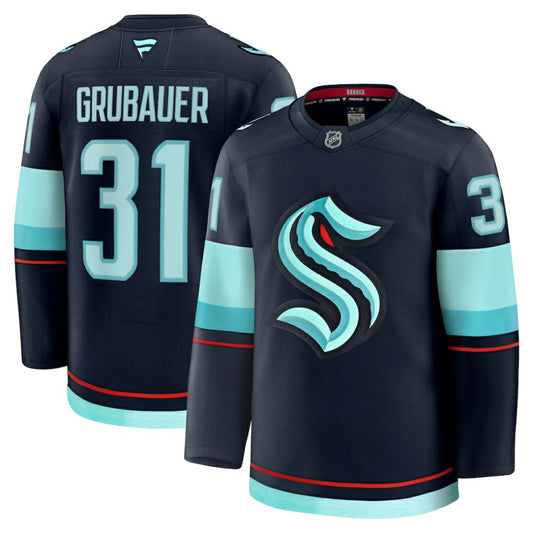 Philipp Grubauer Seattle Kraken Fanatics Home Premium Jersey - Deep Sea Blue | NHL Jerseys