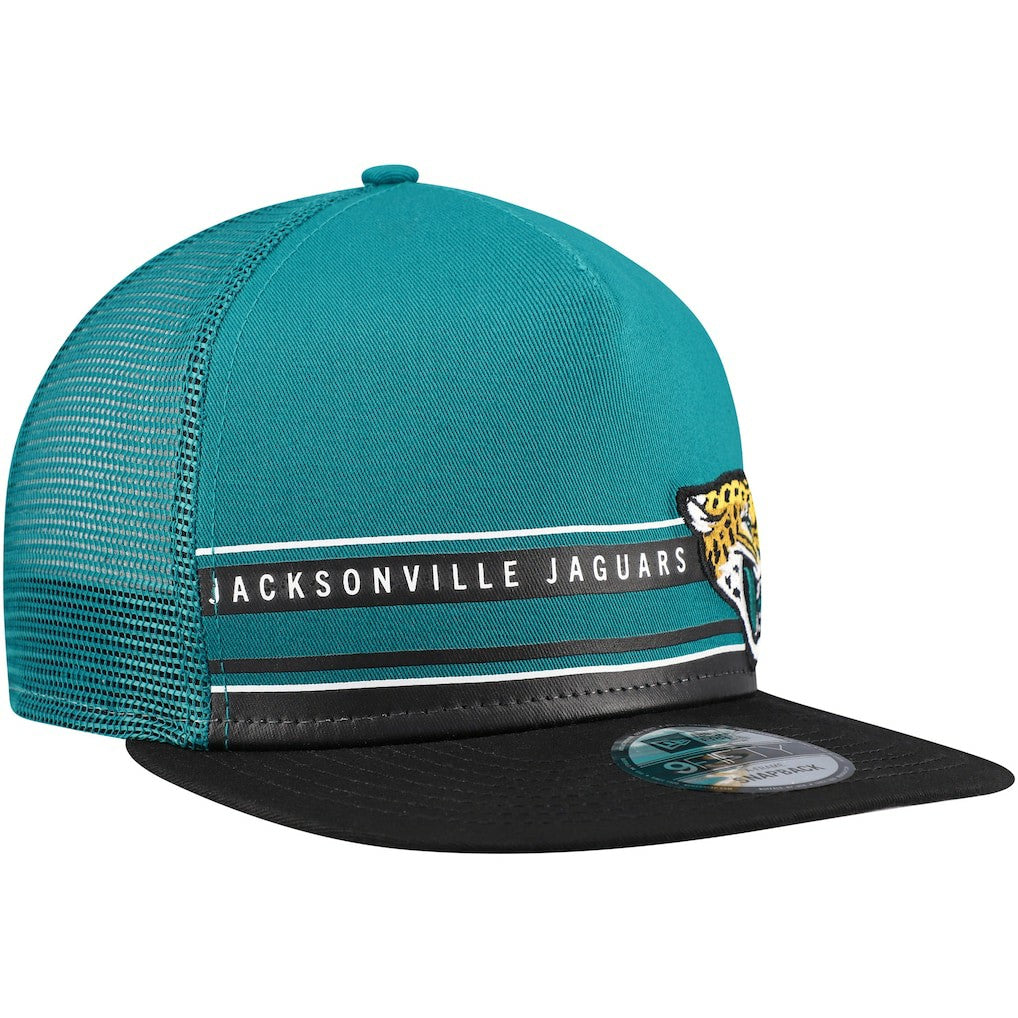Jacksonville Jaguars New Era Half Stripe Trucker A-Frame 9FIFTY Snapback Hat Teal/Black - NFL