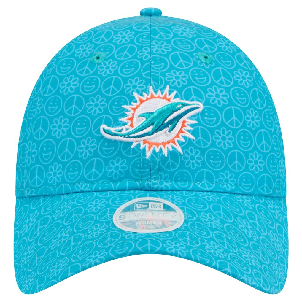 Miami Dolphins New Era Women's Smiley 9TWENTY Adjustable Hat Aqua - NFL