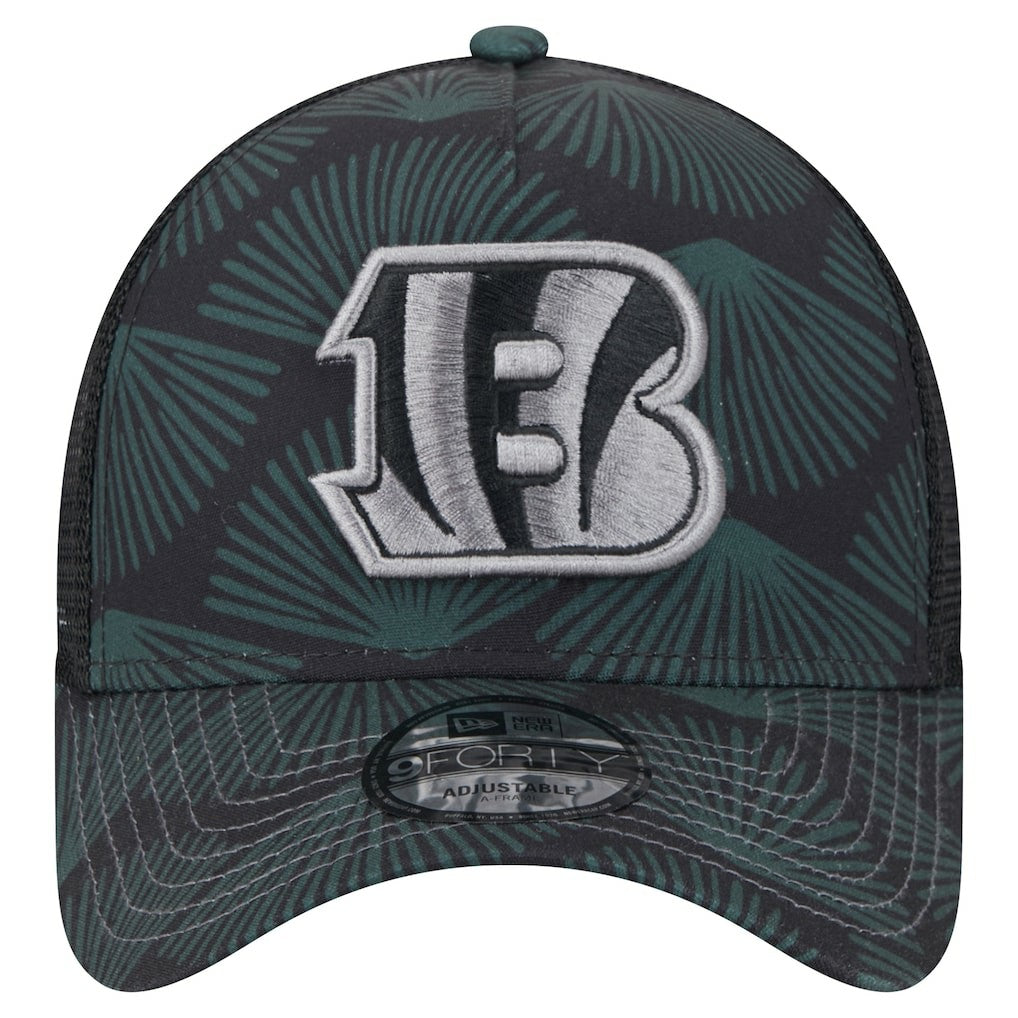 Cincinnati Bengals New Era Agave Trucker 9FORTY Adjustable Hat Black - NFL