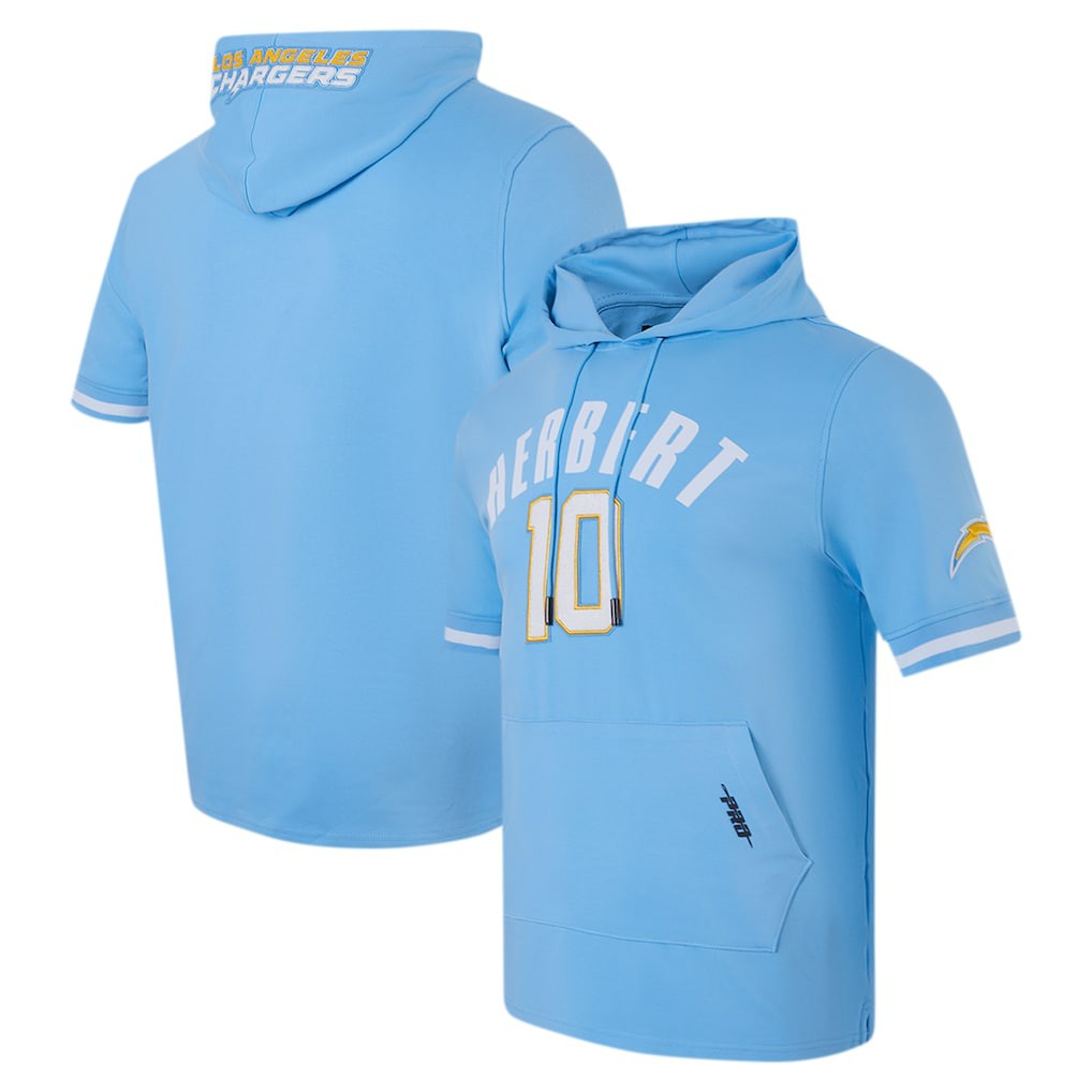 Justin Herbert Los Angeles Chargers Pro Standard Player Name & Number Hoodie T-Shirt Powder Blue - NFL