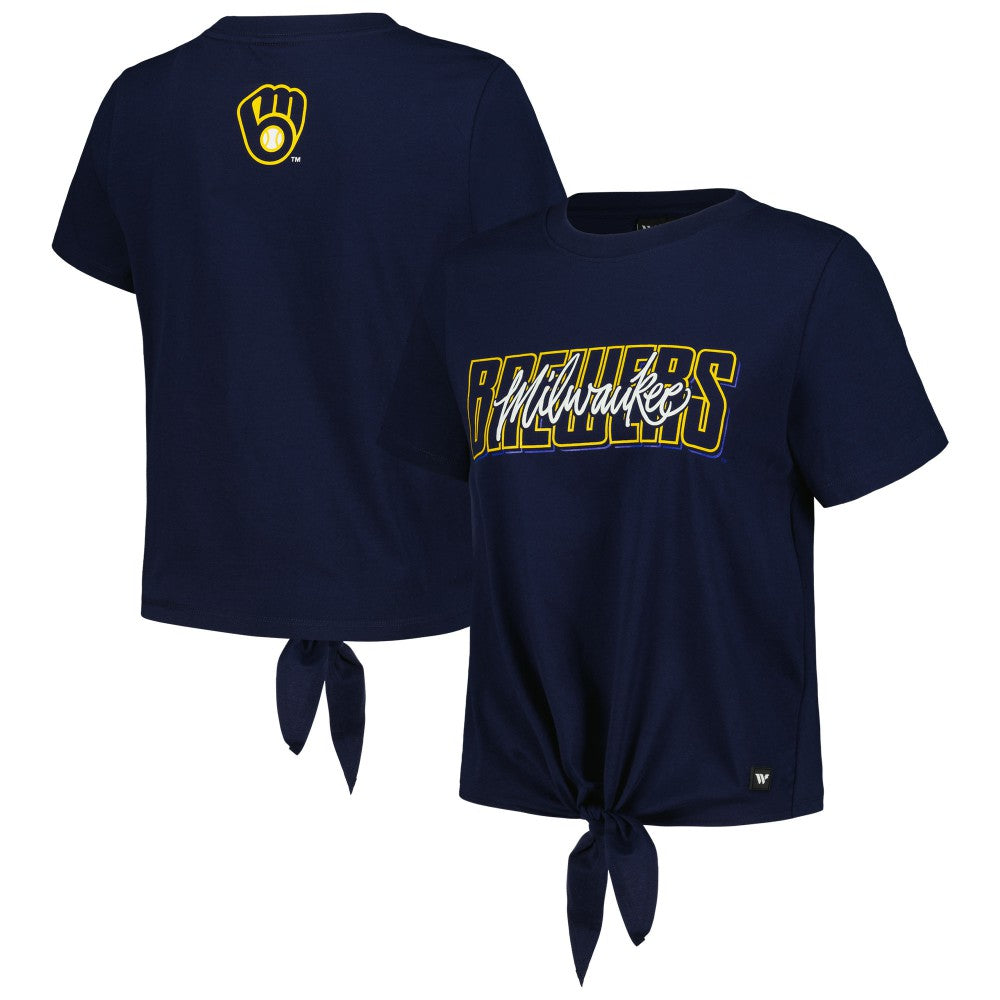 Milwaukee Brewers The Wild Collective Women's Twist Front T-Shirt Clearance