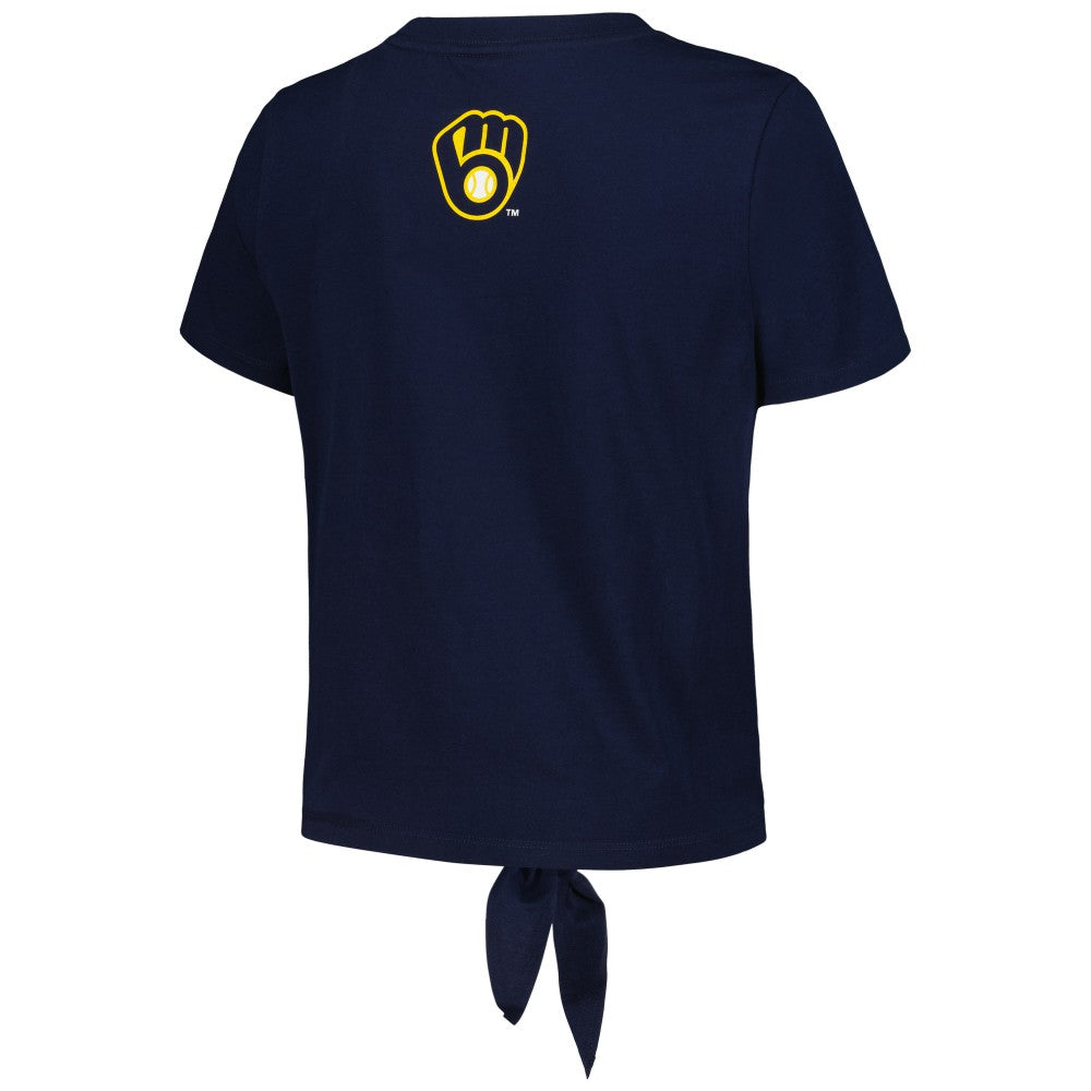 Milwaukee Brewers The Wild Collective Women's Twist Front T-Shirt Clearance