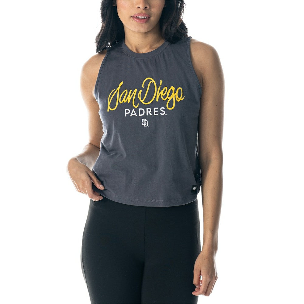 San Diego Padres The Wild Collective Women's Side Knot Tank Top Lifestyle