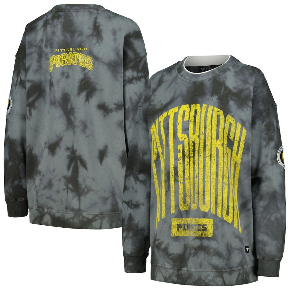Pittsburgh Pirates The Wild Collective Women's Overdyed Pullover Sweatshirt Clearance
