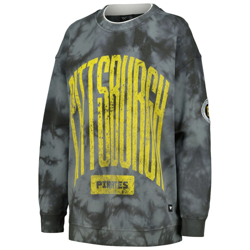 Pittsburgh Pirates The Wild Collective Women's Overdyed Pullover Sweatshirt Clearance