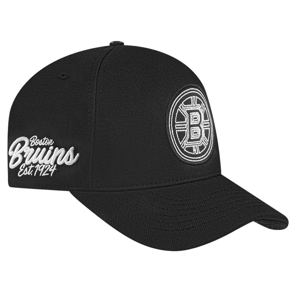 Boston Bruins Pro Standard Paint the City Pinch Front Snapback Hat Black