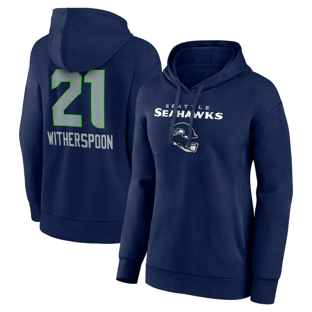 Devon Witherspoon Seattle Seahawks Women's Team Wordmark Player Name & Number Pullover Hoodie College Navy - NFL