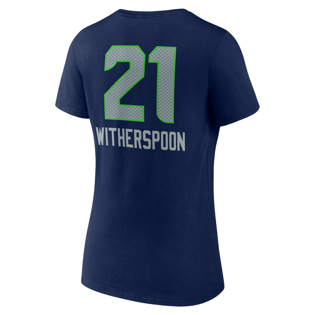 Devon Witherspoon Seattle Seahawks Women's Team Wordmark Player Name & Number V-Neck T-Shirt College Navy - NFL