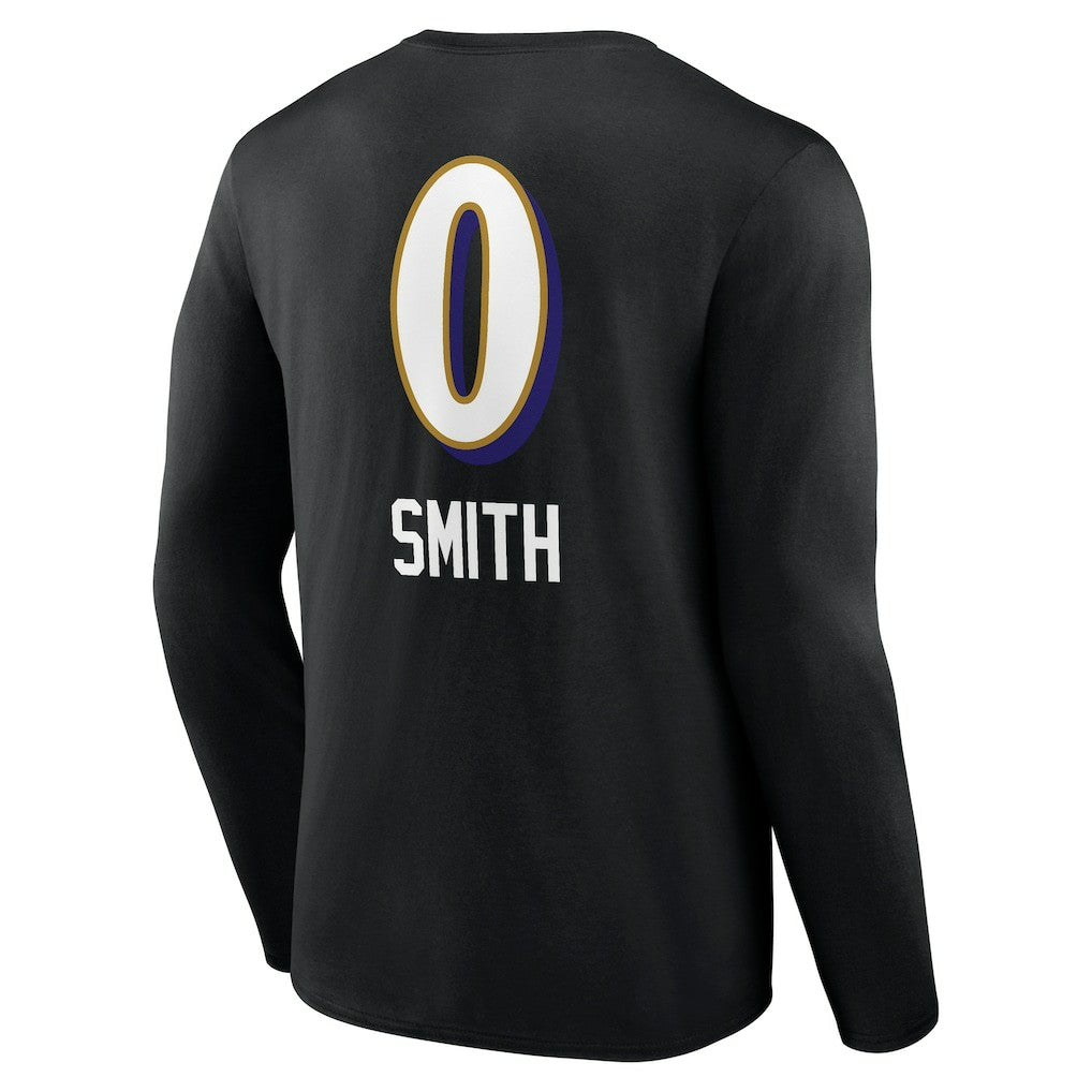 Roquan Smith Baltimore Ravens Team Wordmark Player Name & Number Long Sleeve T-Shirt Black - NFL