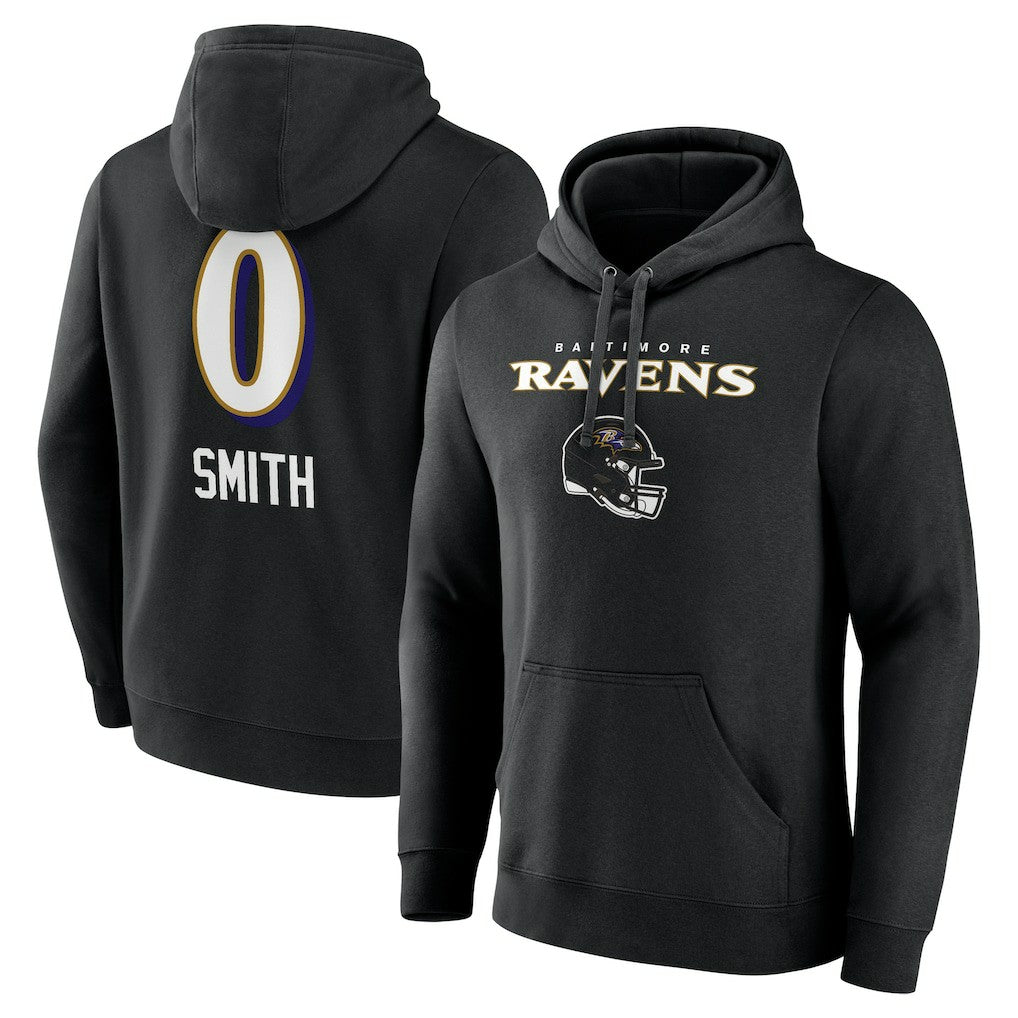 Roquan Smith Baltimore Ravens Team Wordmark Player Name & Number Pullover Hoodie Black - NFL