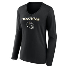 Roquan Smith Baltimore Ravens Women's Team Wordmark Player Name & Number Long Sleeve V-Neck T-Shirt Black - NFL