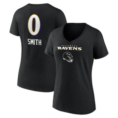 Roquan Smith Baltimore Ravens Women's Team Wordmark Player Name & Number V-Neck T-Shirt Black - NFL