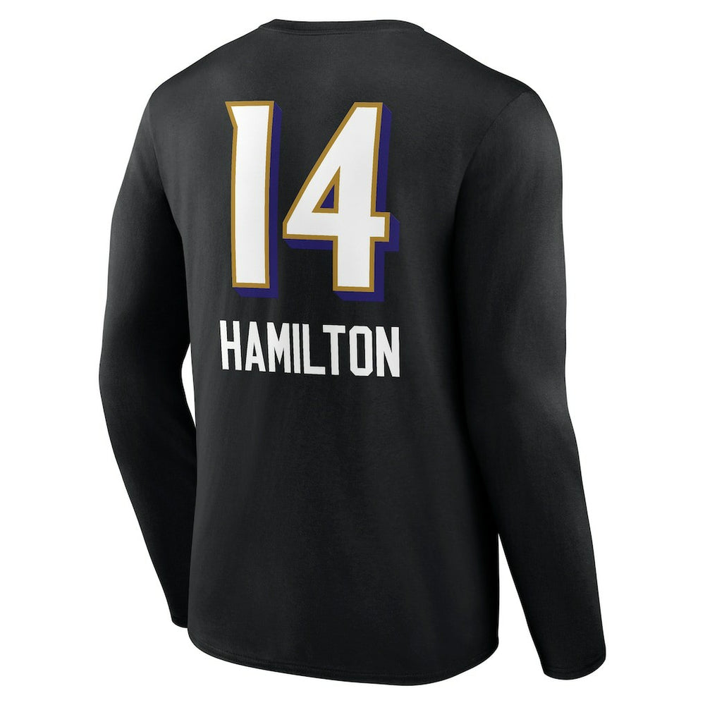 Kyle Hamilton Baltimore Ravens Team Wordmark Player Name & Number Long Sleeve T-Shirt Black - NFL