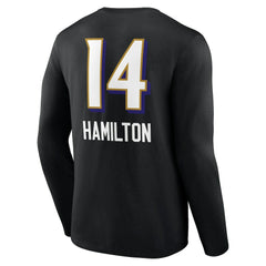 Kyle Hamilton Baltimore Ravens Team Wordmark Player Name & Number Long Sleeve T-Shirt Black - NFL