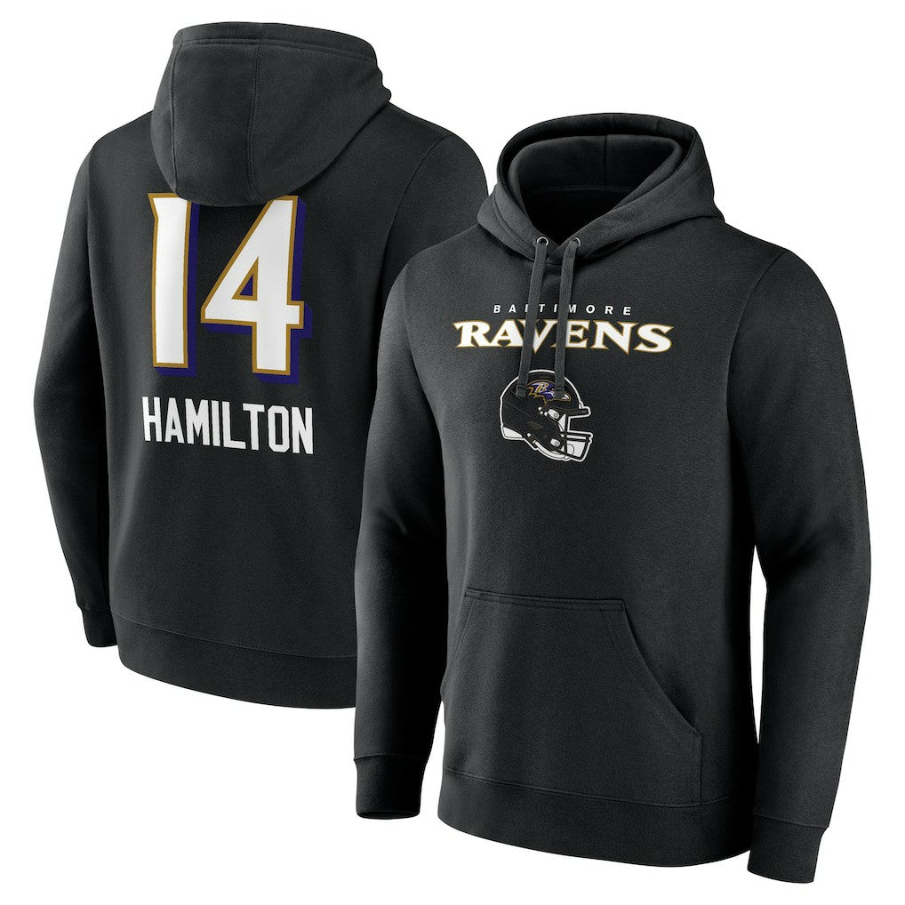Kyle Hamilton Baltimore Ravens Team Wordmark Player Name & Number Pullover Hoodie Black - NFL