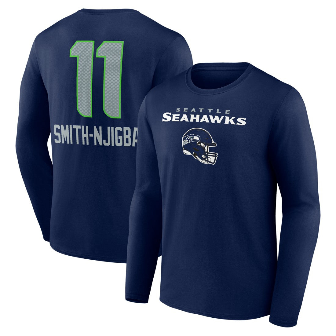 Jaxon Smith-Njigba Seattle Seahawks Team Wordmark Player Name & Number Long Sleeve T-Shirt College Navy - NFL