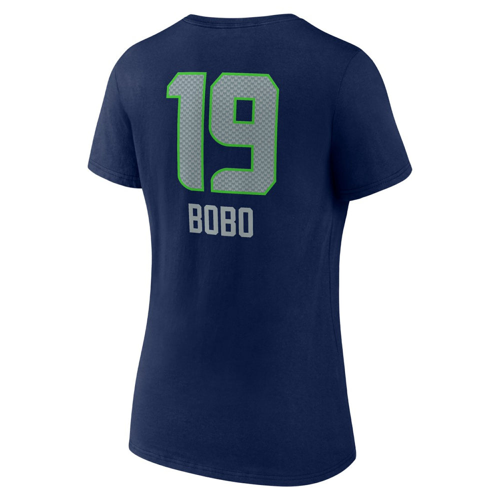 Jake Bobo Seattle Seahawks Women's Team Wordmark Player Name & Number V-Neck T-Shirt College Navy - NFL