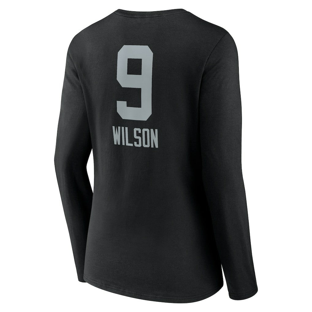 Tyree Wilson Las Vegas Raiders Women's Team Wordmark Player Name & Number Long Sleeve V-Neck T-Shirt Black - NFL