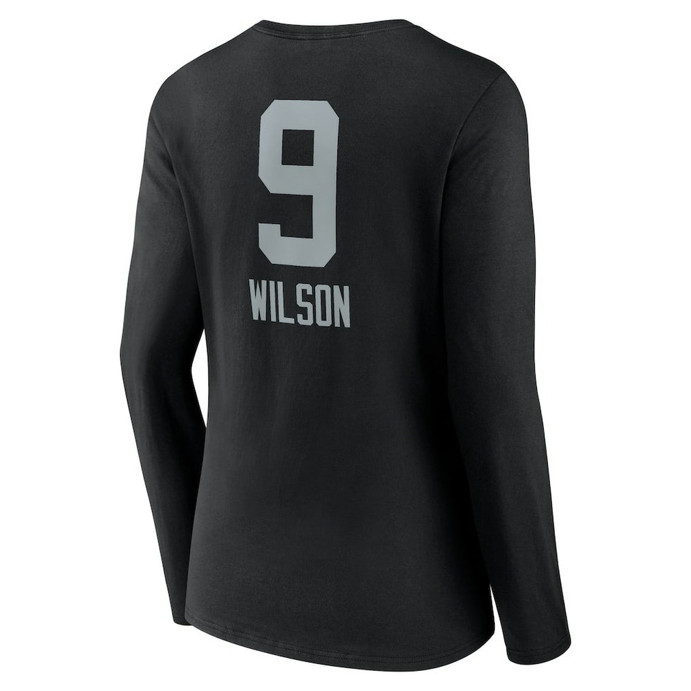 Tyree Wilson Las Vegas Raiders Women's Team Wordmark Player Name & Number Long Sleeve V-Neck T-Shirt Black - NFL