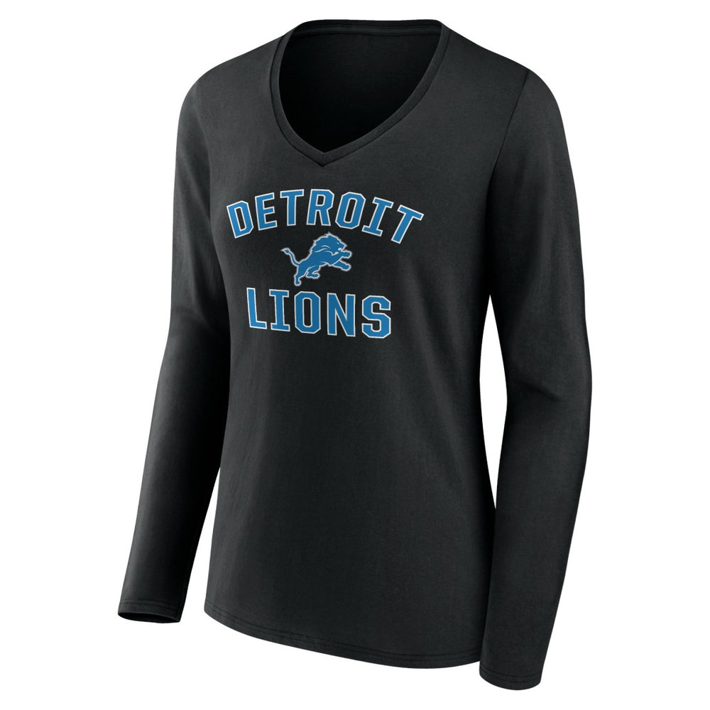 Detroit Lions Women's Victory Arch V-Neck Long Sleeve T-Shirt Black - NFL