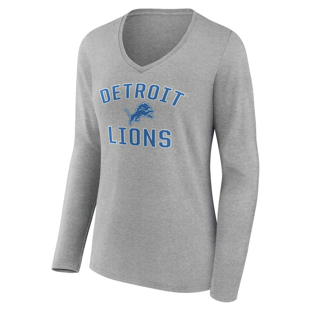 Detroit Lions Women's Victory Arch V-Neck Long Sleeve T-Shirt Gray - NFL