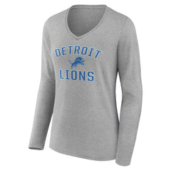 Detroit Lions Women's Victory Arch V-Neck Long Sleeve T-Shirt Gray - NFL