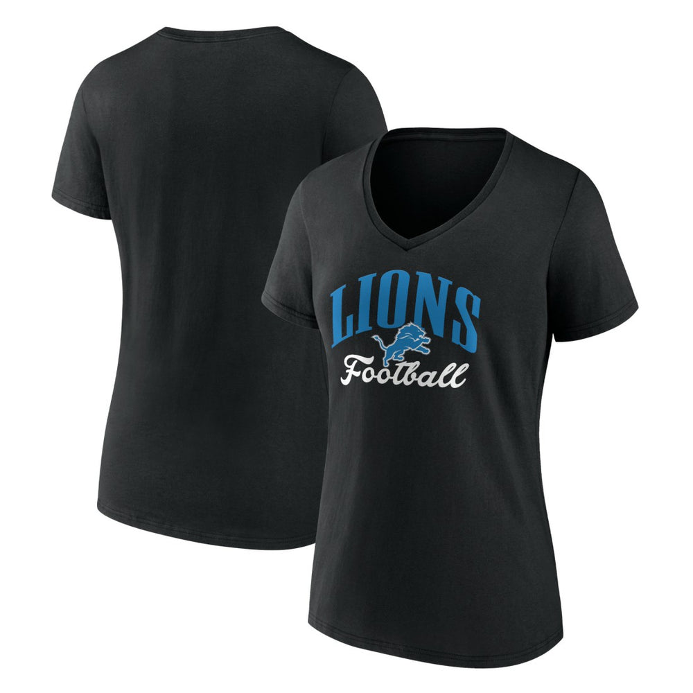 Detroit Lions Women's Victory Script V-Neck T-Shirt Black - NFL