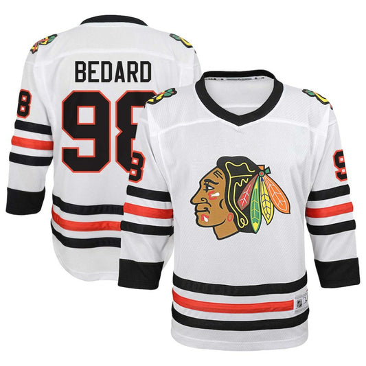 Connor Bedard Chicago Blackhawks Youth Away Replica Player Jersey - White | NHL Jerseys