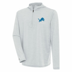 Detroit Lions Antigua Tidy Quarter-Zip Pullover Hoodie Heather Gray - NFL