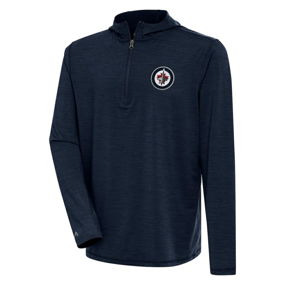 Winnipeg Jets - Antigua Tidy Quarter-Zip Pullover Hoodie Heather Navy