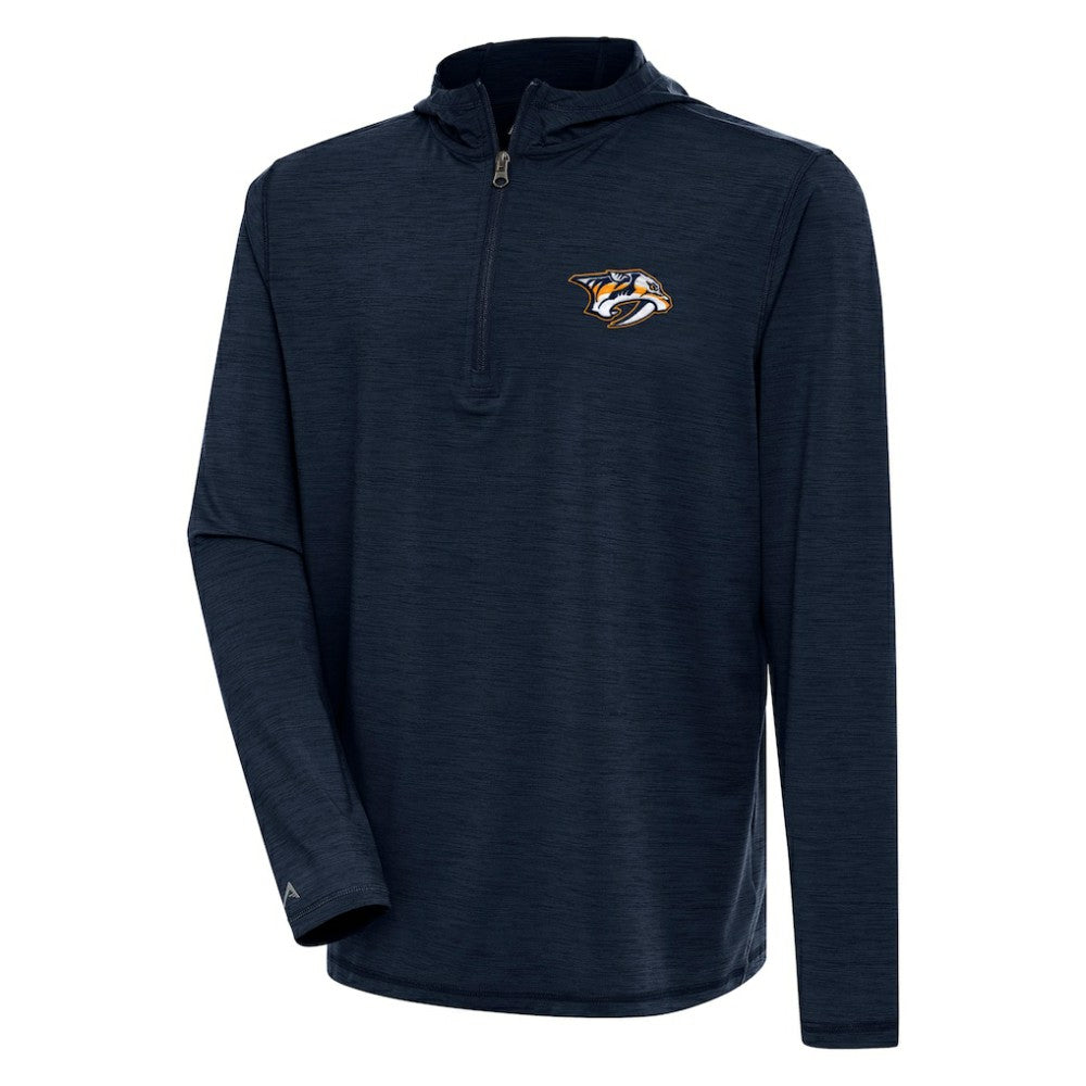 Nashville Predators - Antigua Tidy Quarter-Zip Pullover Hoodie Heather Navy