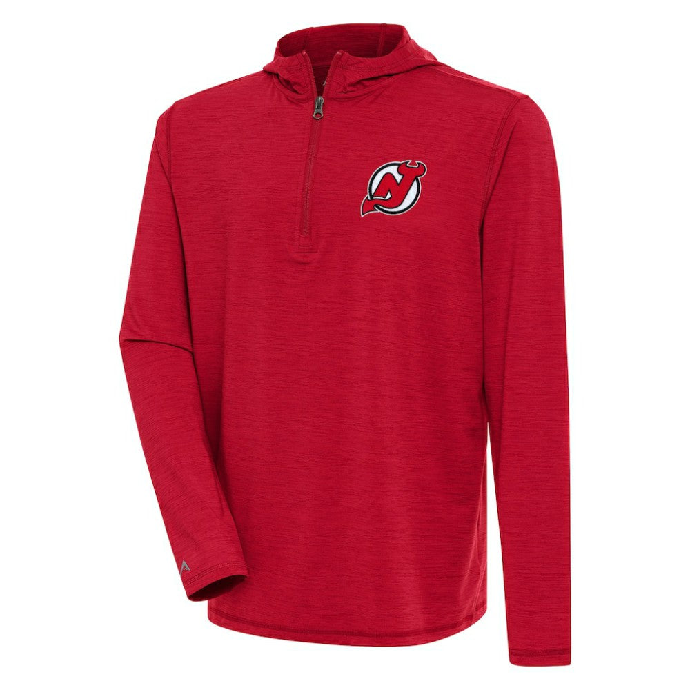 New Jersey Devils - Antigua Tidy Quarter-Zip Pullover Hoodie Heather Red