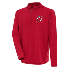 New Jersey Devils - Antigua Tidy Quarter-Zip Pullover Hoodie Heather Red