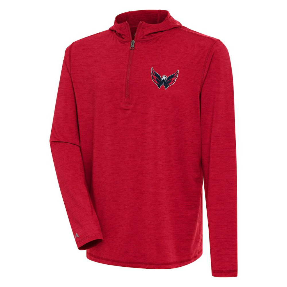 Washington Capitals Antigua Tidy Quarter-Zip Pullover Hoodie Heather Red
