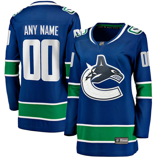 Vancouver Canucks Fanatics Women's Breakaway Custom Jersey - Blue | NHL Jerseys