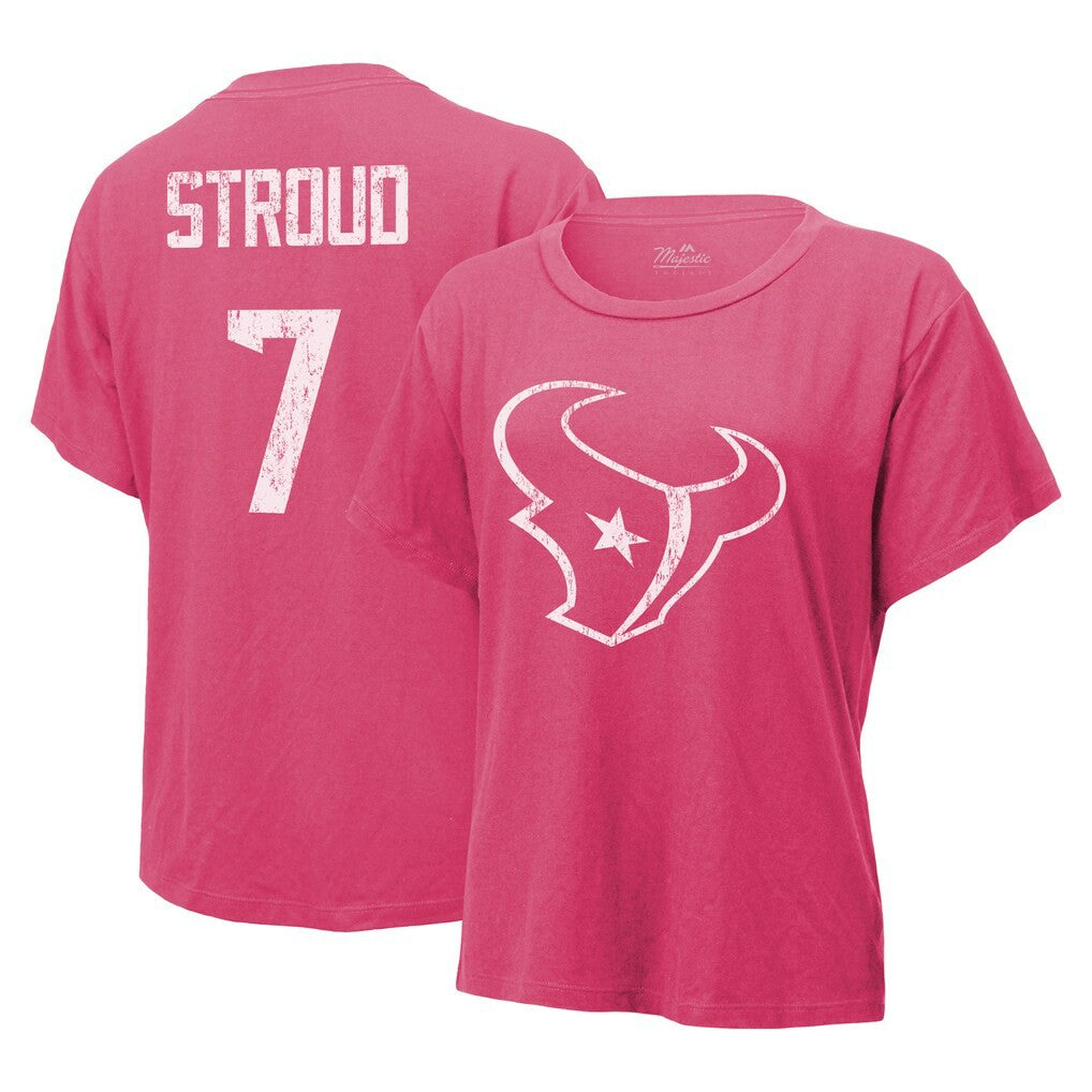 C.J. Stroud Houston Texans Majestic Threads Women's Name & Number T-Shirt Pink - NFL