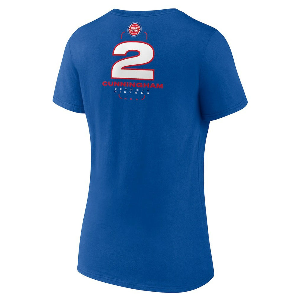 NBA - Cade Cunningham Detroit Pistons Women's Behind The Back Name & Number V-Neck T-Shirt - Blue