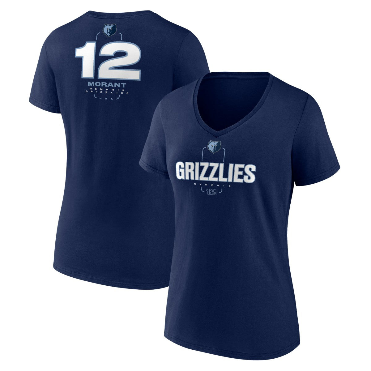 NBA - Ja Morant Memphis Grizzlies Women's Behind The Back Name & Number V-Neck T-Shirt - Navy