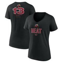 NBA - Bam Adebayo Miami Heat Women's Behind The Back Name & Number V-Neck T-Shirt - Black